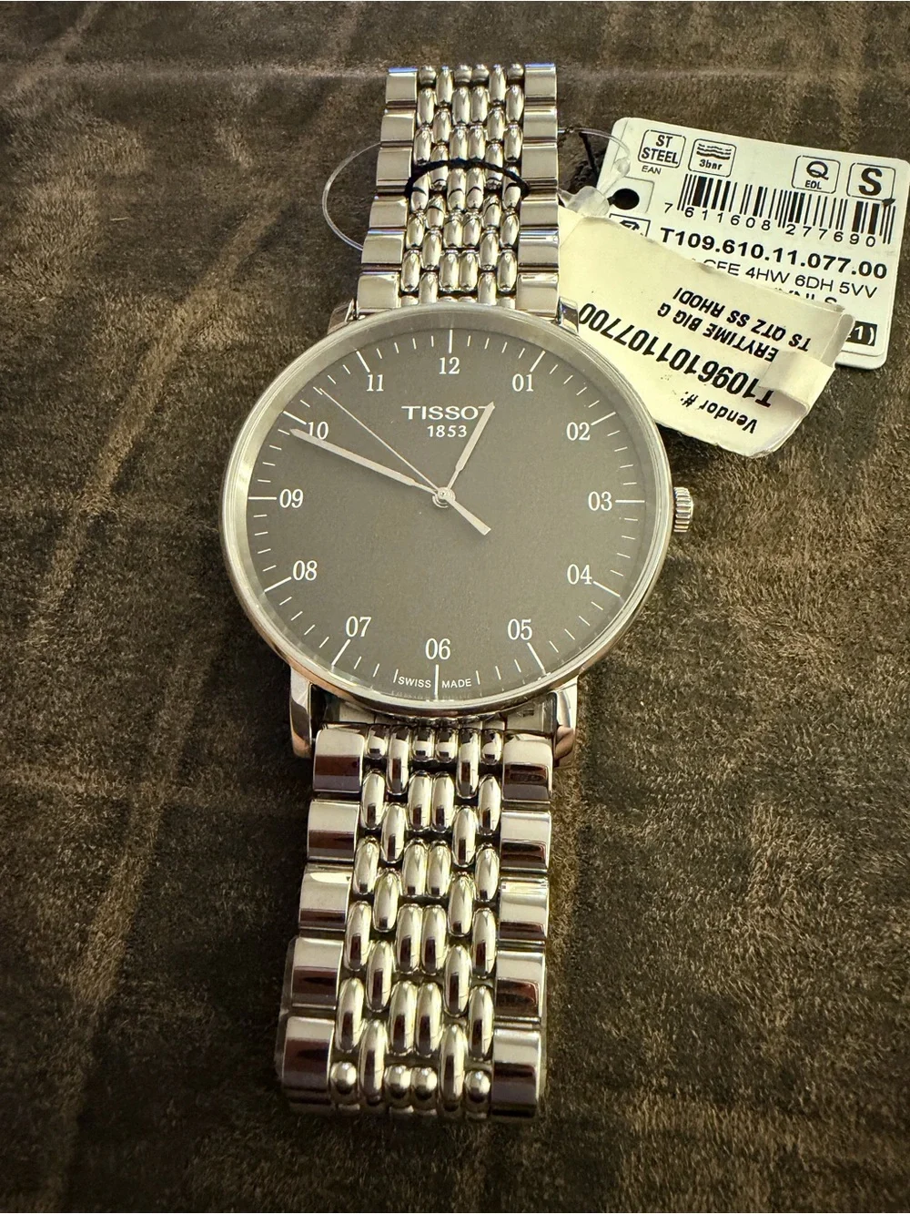Tissot Everytime Large Men's Stainless Steel Watch — Dark Rhodium